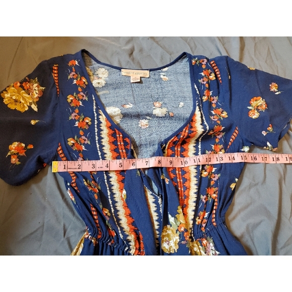 Band of Gypsies blue orange floral boho jumpsuit - Picture 6 of 9